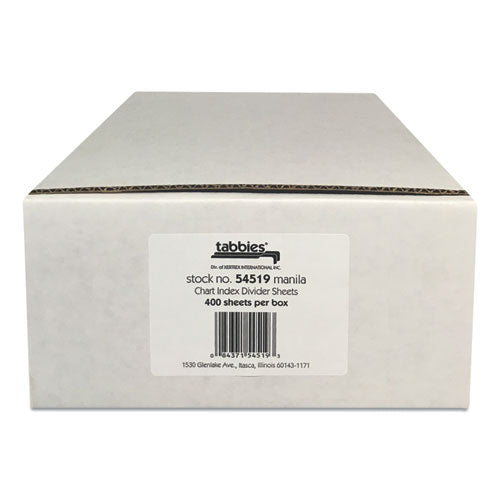 Image of Tabbies® Medical Chart Index Divider Sheets, Untabbed, 11 x 8.5, Manila, 400/Box