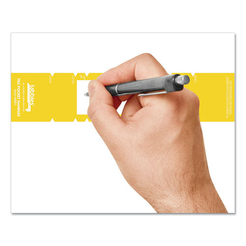 Image of Tabbies® File Pocket Handles, 9.63 X 2, Yellow/white, 4/sheet, 12 Sheets/pack