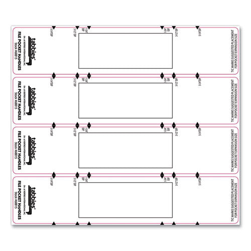 Image of Tabbies® File Pocket Handles, 9.63 X 2, White, 4/sheet, 12 Sheets/pack