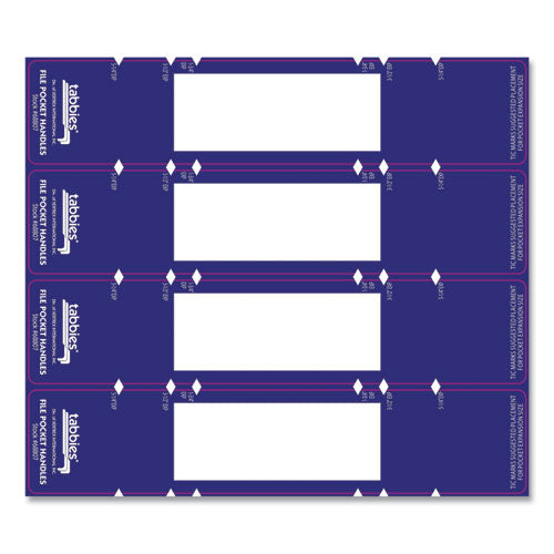 Image of Tabbies® File Pocket Handles, 9.63 X 2, Dark Blue/white, 4/sheet, 12 Sheets/pack