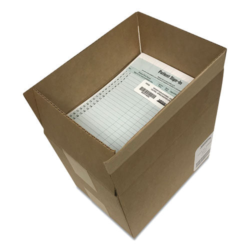 Image of Tabbies® Patient Sign-In Label Forms, Two-Part Carbon, 8.5 x 11.63, Green Sheets, 125 Forms Total