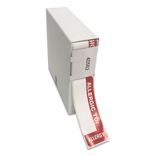 Image of Tabbies® Medical Labels, Allergic To, 1 X 3, White, 500/roll