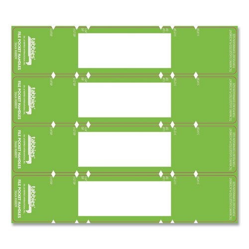 Image of Tabbies® File Pocket Handles, 9.63 x 2, Green/White, 4/Sheet, 12 Sheets/Pack