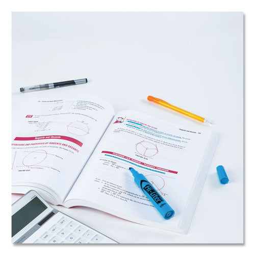 Image of Avery® Hi-Liter Desk-Style Highlighters, Fluorescent Blue Ink, Chisel Tip, Blue/black Barrel, Dozen