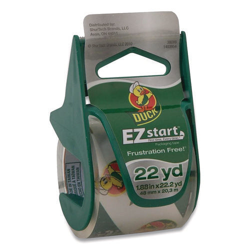 Image of Duck® Ez Start Premium Packaging Tape With Dispenser, 3" Core, 1.88" X 22.2 Yds, Clear, 6/pack