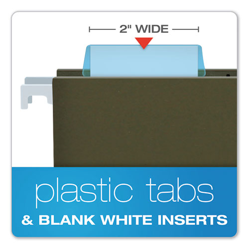 Image of Pendaflex® Transparent Colored Tabs For Hanging File Folders, 1/5-Cut, Blue, 2" Wide, 25/Pack