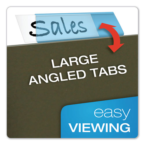 Image of Pendaflex® Transparent Colored Tabs For Hanging File Folders, 1/5-Cut, Blue, 2" Wide, 25/Pack