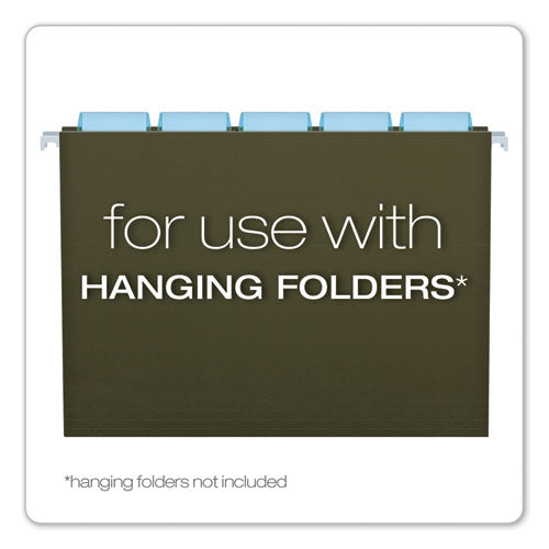 Image of Pendaflex® Transparent Colored Tabs For Hanging File Folders, 1/5-Cut, Blue, 2" Wide, 25/Pack