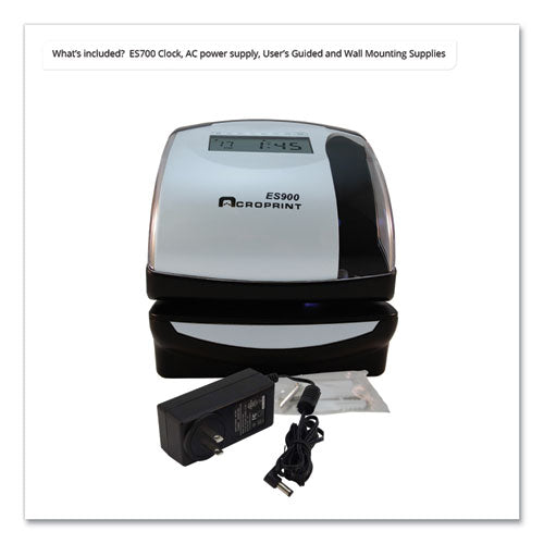 Image of Acroprint® Es900 Atomic Electronic Payroll Recorder, Time Stamp And Numbering Machine, Digital Display, Black