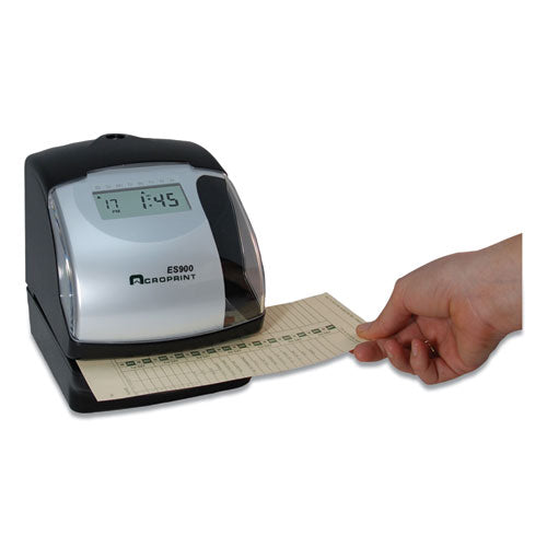 Image of Acroprint® Es900 Atomic Electronic Payroll Recorder, Time Stamp And Numbering Machine, Digital Display, Black