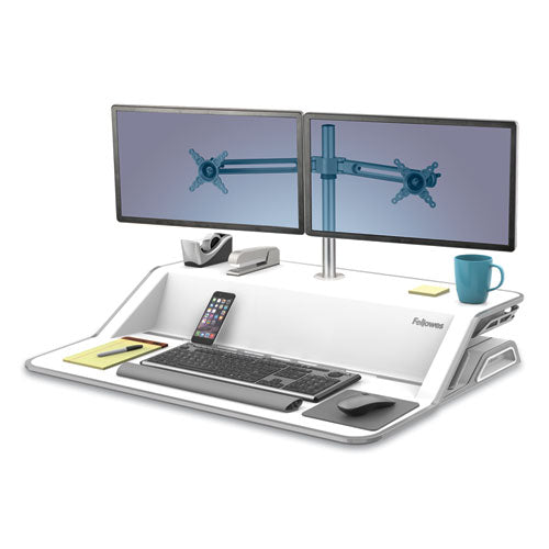 Image of Fellowes® Lotus Dual Monitor Arm Kit, For 26" Monitors, Silver, Supports 13 Lb