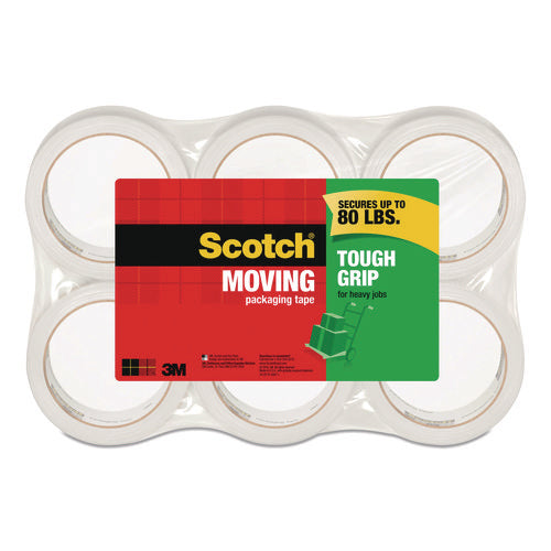 Image of Scotch® Tough Grip Moving Packaging Tape, 3" Core, 1.88" X 43.7 Yds, Clear, 6/pack