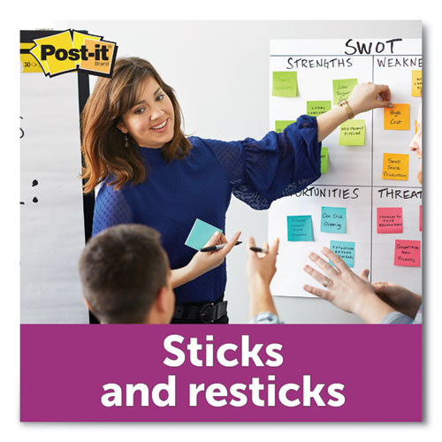 Image of Post-it® Notes Super Sticky Pads in Energy Boost Collection Colors, 3" x 3", 90 Sheets/Pad, 5 Pads/Pack
