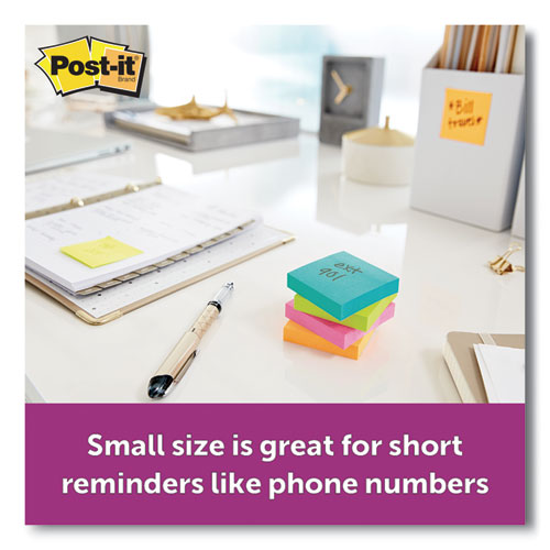 Image of Post-it® Notes Super Sticky Pads in Supernova Neon Collection Colors, 3" x 3", 90 Sheets/Pad, 5 Pads/Pack