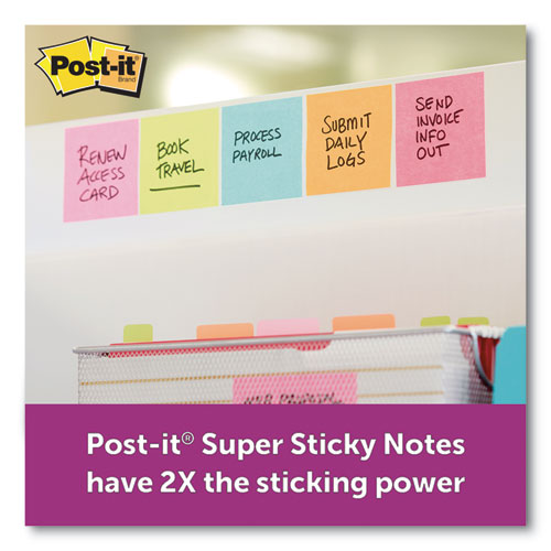 Image of Post-it® Notes Super Sticky Pads in Supernova Neon Collection Colors, 3" x 3", 90 Sheets/Pad, 5 Pads/Pack