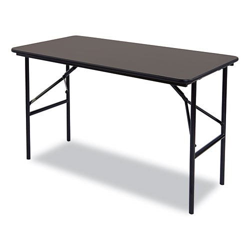 Image of Iceberg OfficeWorks Classic Wood-Laminate Folding Table, Straight Legs, Rectangular, 48" x 24" x 29", Walnut