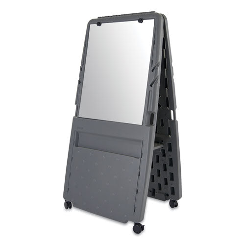 Image of Iceberg Ingenuity Presentation Flipchart Easel with Dry Erase Surface, 33" x 28", White Surface, Charcoal Gray Polyethylene Frame