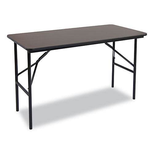 Image of Iceberg OfficeWorks Classic Wood-Laminate Folding Table, Straight Legs, Rectangular, 48" x 24" x 29", Walnut