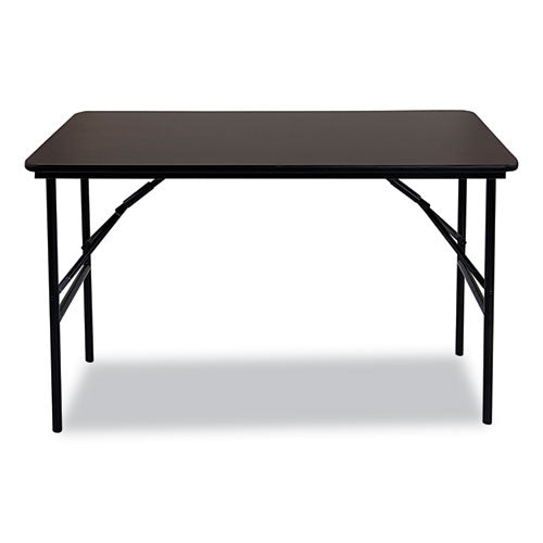 Image of Iceberg OfficeWorks Classic Wood-Laminate Folding Table, Straight Legs, Rectangular, 48" x 24" x 29", Walnut