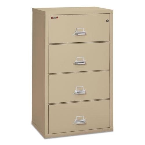 Image of FireKing® Insulated Lateral File, 4 Legal/letter-Size File Drawers, Parchment, 31.13" X 22.13" X 52.75", 260 Lb Overall Capacity
