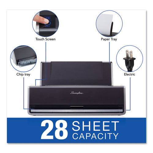 Image of Swingline® 28-Sheet Commercial Electric Three-Hole Punch, 9/32" Holes, Black/silver