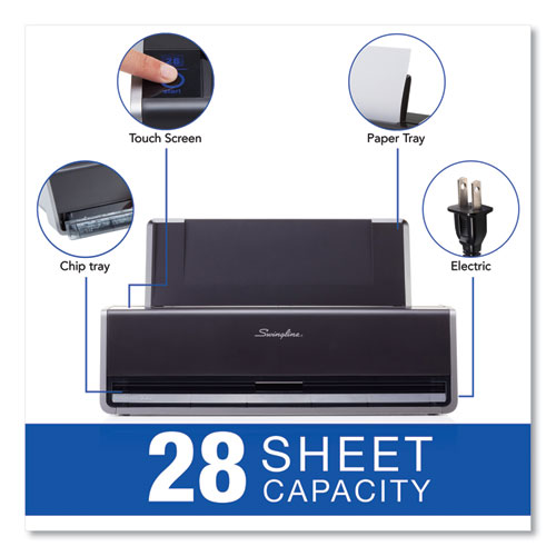 Image of Swingline® 28-Sheet Commercial Electric Two-Hole Punch, Fixed 9/32" Holes, Black/silver