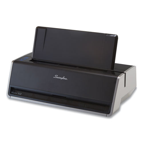 Image of Swingline® 28-Sheet Commercial Electric Two-Hole Punch, Fixed 9/32" Holes, Black/silver