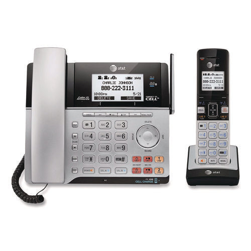 Image of AT&T® Connect To Cell Tl86103 Two-Line Corded/cordless Phone, Corded Base Station And 1 Additional Handset, Black/silver