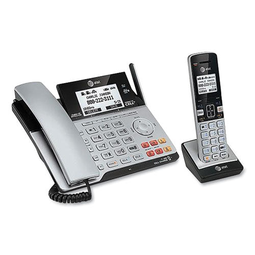 Image of AT&T® Connect To Cell Tl86103 Two-Line Corded/cordless Phone, Corded Base Station And 1 Additional Handset, Black/silver