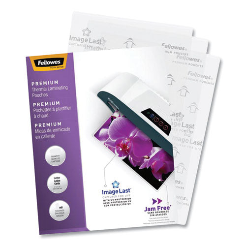 Image of Fellowes® Imagelast Laminating Pouches With Uv Protection, 5 Mil, 9" X 11.5", Gloss Clear, 60/pack
