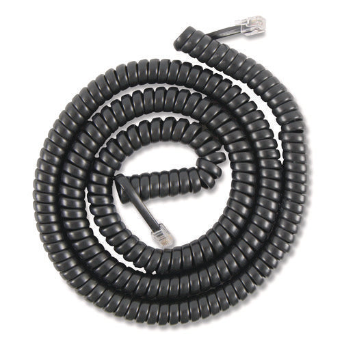 Image of Power Gear Coiled Phone Cord, Plug/plug, 12 Ft, Black