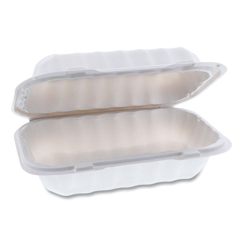 Image of Pactiv Evergreen EarthChoice SmartLock Microwavable MFPP Hinged Lid Container, 9 x 6 x 3, White, Plastic, 270/Carton