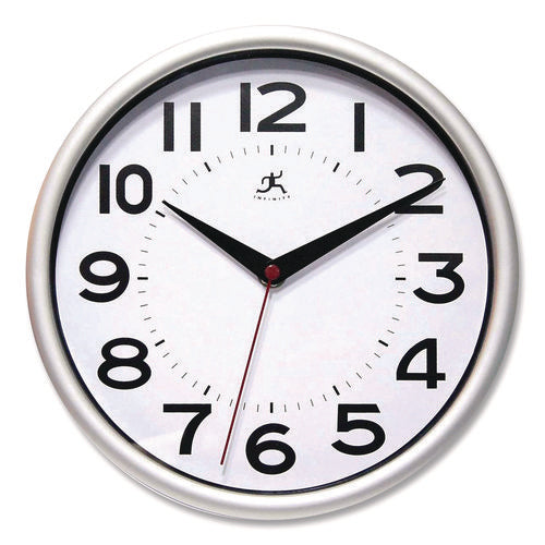 Image of Infinity Instruments Metro Wall Clock, 9" Diameter, Silver Case, 1 Aa (sold Separately)