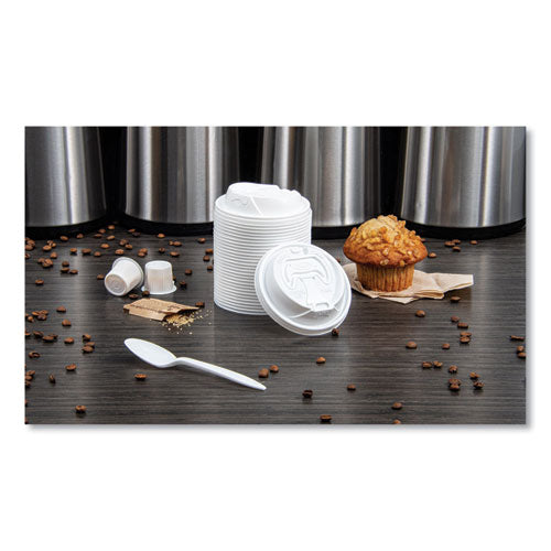 Image of Dart® Optima Reclosable Lid, Fits 12 oz to 24 oz Hot Cups, Plastic, White, 100/Pack, 10 Packs/Carton