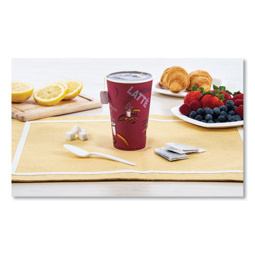Image of SOLO® Paper Hot Drink Cups in Bistro Design, 16 oz, Maroon, 1,000/Carton