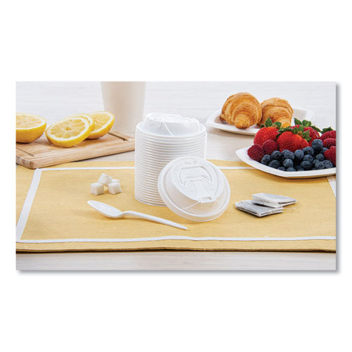 Image of Dart® Optima Reclosable Lid, Fits 12 oz to 24 oz Hot Cups, Plastic, White, 100/Pack