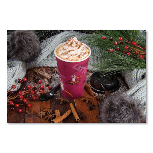 Image of SOLO® Paper Hot Drink Cups in Bistro Design, 16 oz, Maroon, 1,000/Carton