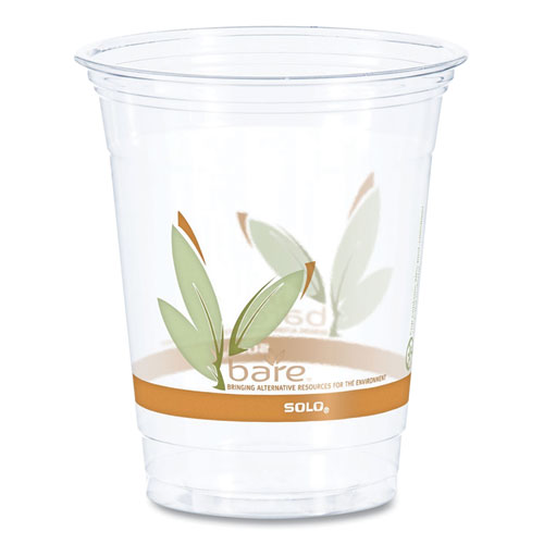 Image of Dart® Bare Eco-Forward RPET Cold Cups, Squat, 12 oz to 14 oz, Plastic, Leaf Design, 50/Pack, 20 Packs/Carton
