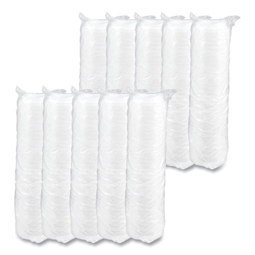 Image of Dart® Optima Reclosable Lid, Fits 12 oz to 24 oz Hot Cups, Plastic, White, 100/Pack, 10 Packs/Carton
