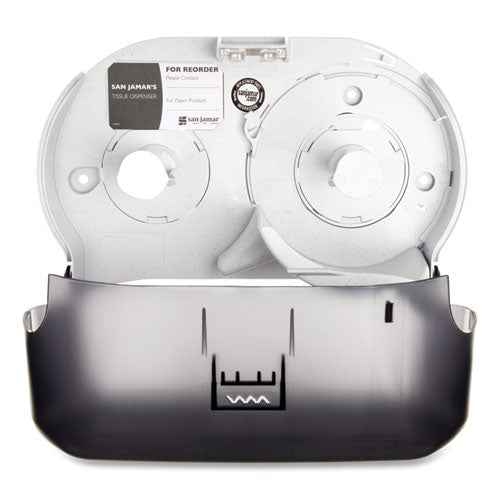 Image of San Jamar® VersaTwin Tissue Dispenser, Classic, 8 x 5.75 x 12.75, Transparent Black Pearl