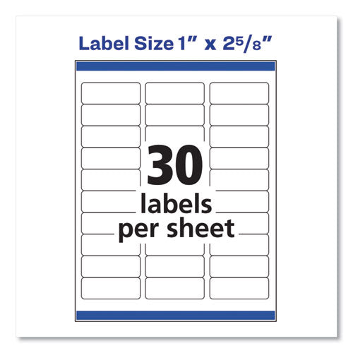 Image of Avery® Easy Peel White Address Labels W/ Sure Feed Technology, Laser Printers, 1 X 2.63, White, 30/sheet, 250 Sheets/pack