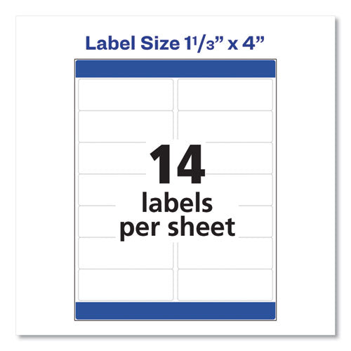 Image of Avery® Easy Peel White Address Labels W/ Sure Feed Technology, Inkjet Printers, 1.33 X 4, White, 14/sheet, 25 Sheets/pack