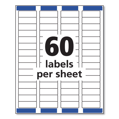 Image of Avery® Easy Peel White Address Labels W/ Sure Feed Technology, Laser Printers, 0.66 X 1.75, White, 60/sheet, 25 Sheets/pack