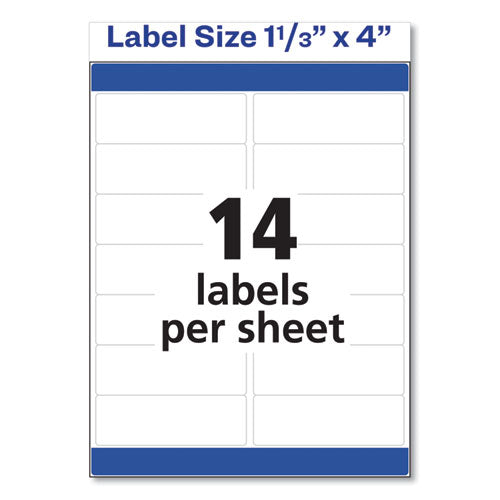Image of Avery® Easy Peel White Address Labels W/ Sure Feed Technology, Inkjet Printers, 1.33 X 4, White, 14/sheet, 100 Sheets/box