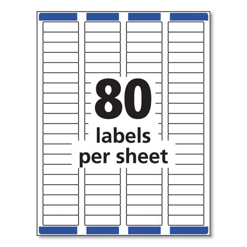 Image of Avery® Easy Peel White Address Labels W/ Sure Feed Technology, Inkjet Printers, 0.5 X 1.75, White, 80/sheet, 25 Sheets/pack