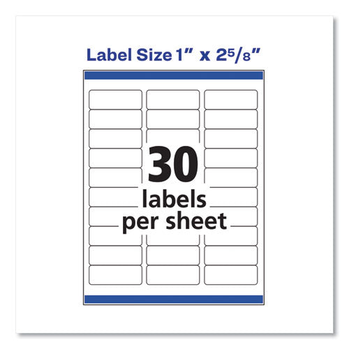 Image of Avery® Easy Peel White Address Labels W/ Sure Feed Technology, Inkjet Printers, 1 X 2.63, White, 30/sheet, 100 Sheets/box