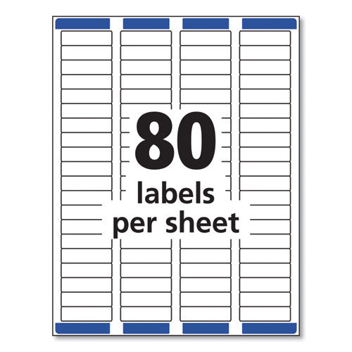 Image of Avery® Easy Peel White Address Labels W/ Sure Feed Technology, Laser Printers, 0.5 X 1.75, White, 80/sheet, 25 Sheets/pack