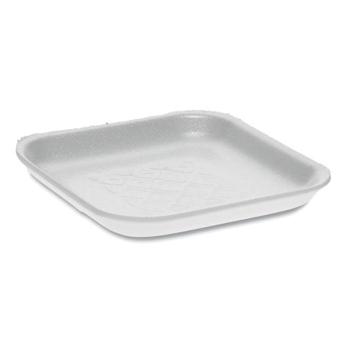 Image of Pactiv Evergreen Supermarket Tray, #1S, 5.1 x 5.1 x 0.65, White, Foam, 1,000/Carton