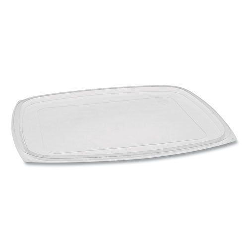 Image of Pactiv Evergreen Showcase Deli Container Lid, Flat Lid For 3-Compartment 48/64 oz Containers, 9 x 7.38 x 0.19, Clear, Plastic, 220/Carton