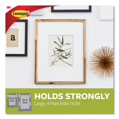 Image of Command Picture Hanging Strips, Large, Removable, Holds Up To 4 Lbs Per Pair, 0.75 X 3.65, White, 12 Pairs/pack